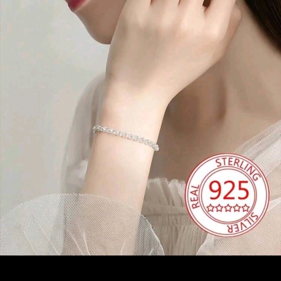 Elegant S925 Sterling Silver Plated Phoenix Tail Link Chain Bracelet 7"+extender - Picture 3 of 9